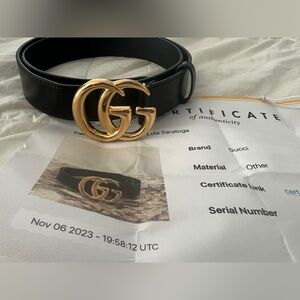 Gucci Black Belt with Gold GG Buckle